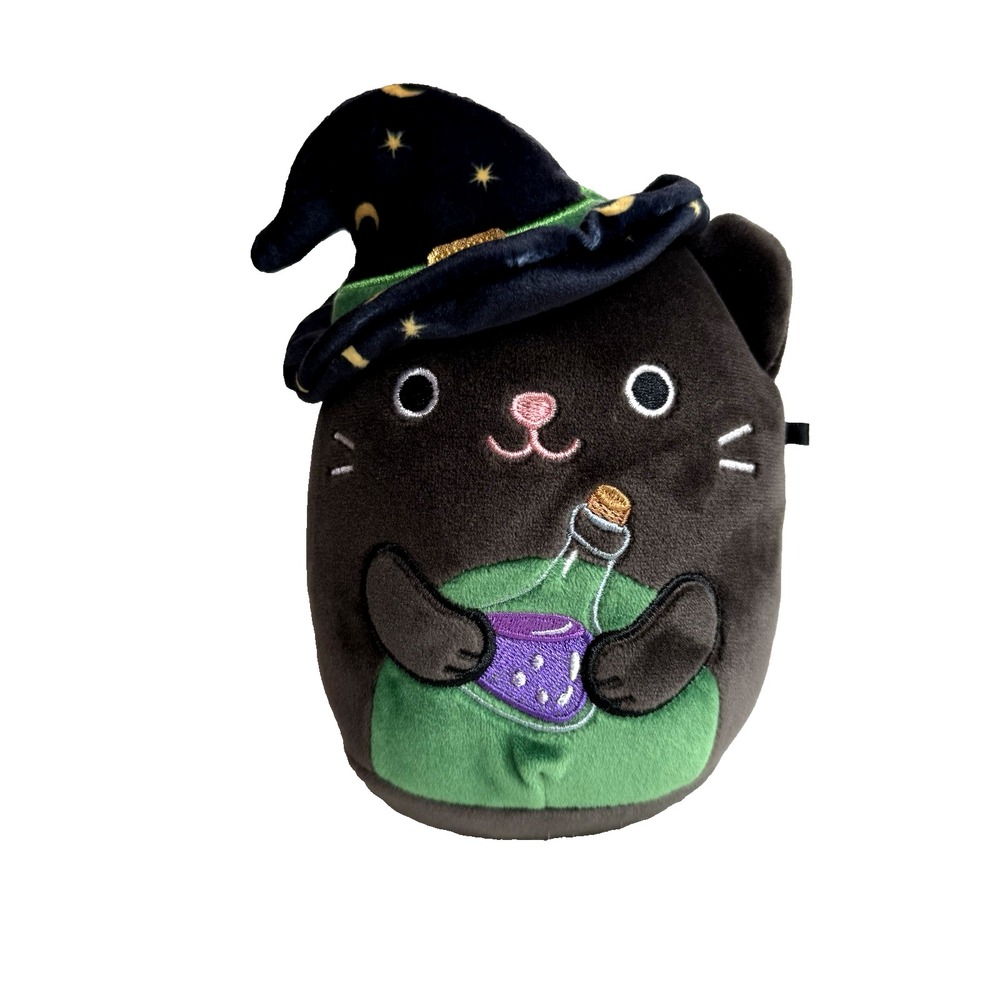 Squishmallows Cleo Cat Halloween Plush Toy 5" Black Witch Hat Potion Magic Fall